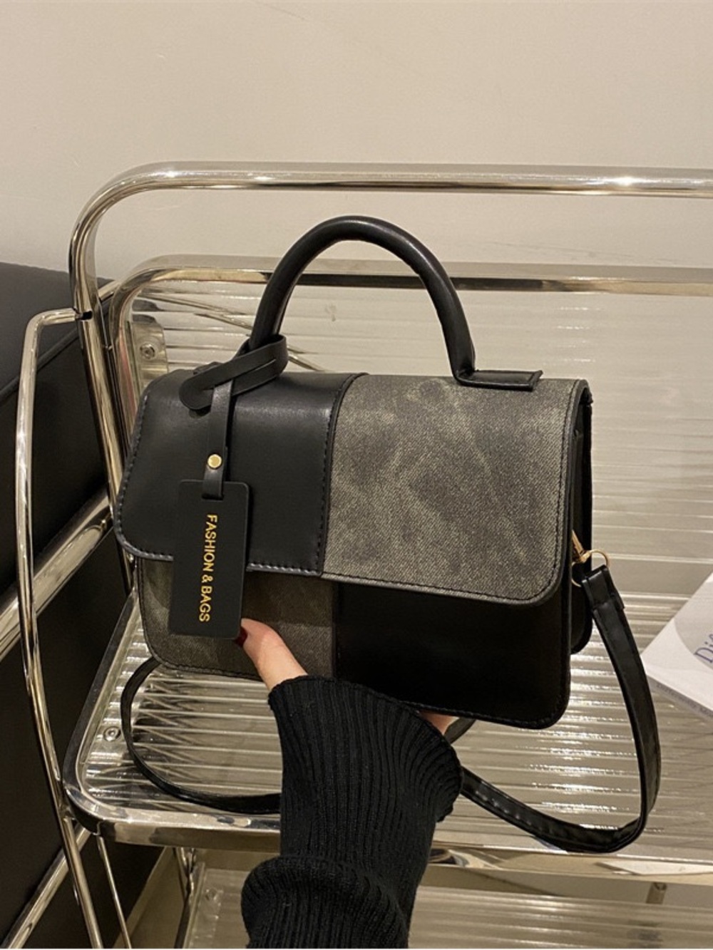 Color Block Crossbody Handbag.